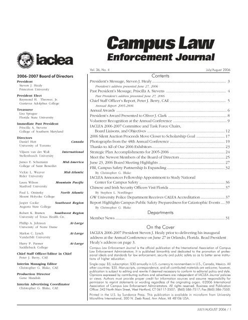 Volume 36, No. 4 - July/ August 2006 Campus Law ... - IACLEA