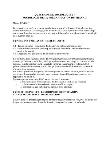 La précarisation au travail, document 1 - Université Paris 8
