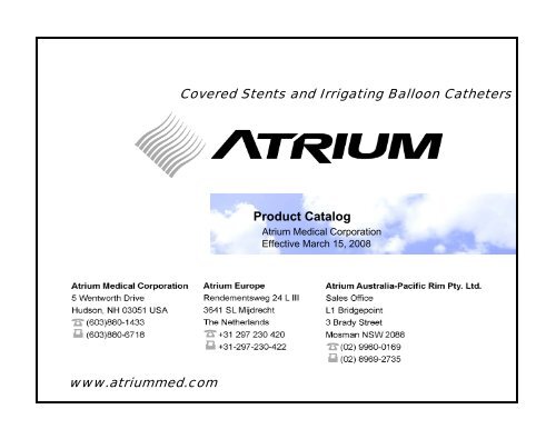 US Hospital Product Catalog - Atrium Medical Corporation