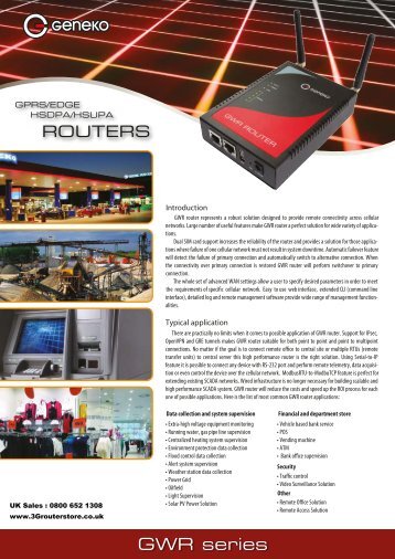 Geneko GWR352 Datasheet - 3G Router Store