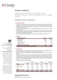 RÃ©sultats consolidÃ©s 2011 - Cerep