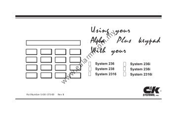 C&K Systems 238 2316 User Guide - Ealarm.com.my