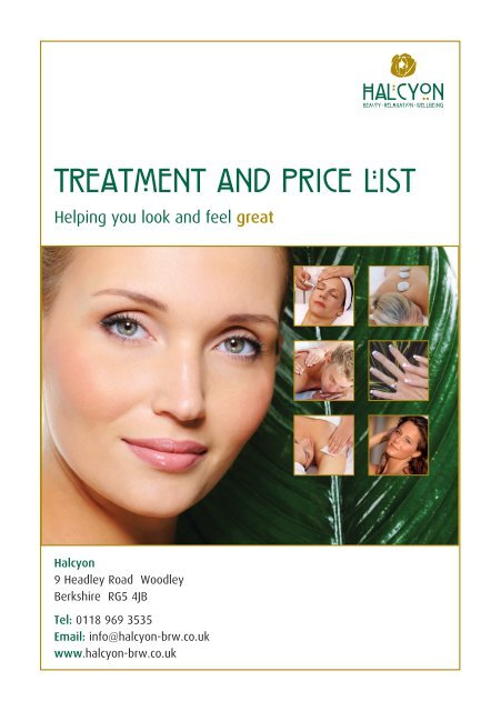 TREATMENT AND PRICE LIST - Halcyon