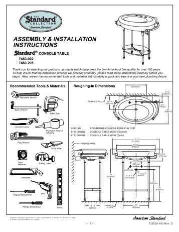 Installation Instructions - American Standard