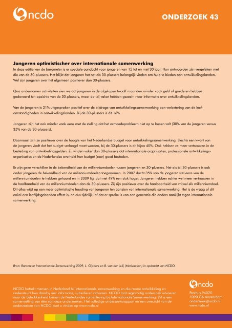 Barometer Internationale Samenwerking 2009 ... - NCDO