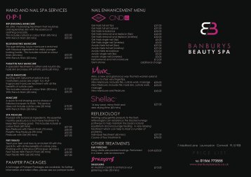 Price List V2 - Banburys Beauty