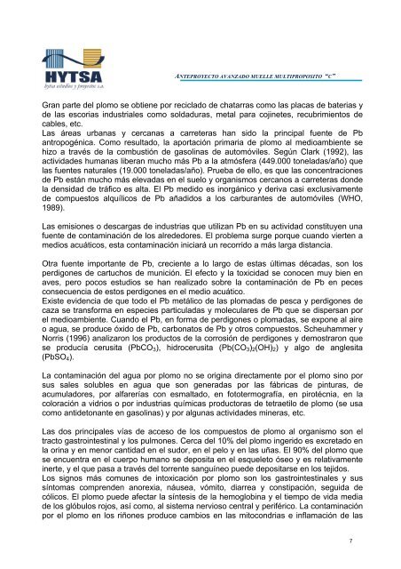 Contaminación del Agua. Informe Toxicológico - Cedoc