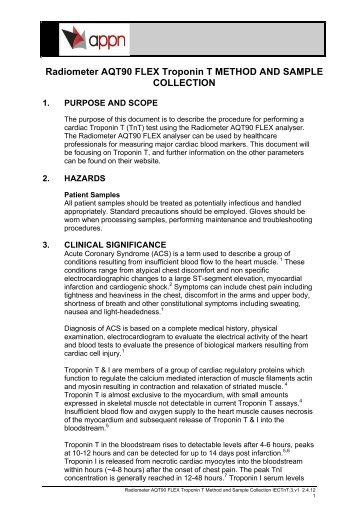 Radiometer AQT90 FLEX Troponin T METHOD AND ... - appn