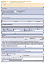 Kartenantrag auf Ausstellung einer Classic MasterCard - Raiffeisen