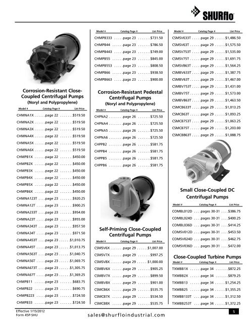 INDUSTRIAL PRODUCTS 2012 LIST PRICE GUIDE - SHURflo ...