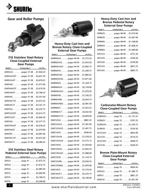 INDUSTRIAL PRODUCTS 2012 LIST PRICE GUIDE - SHURflo ...