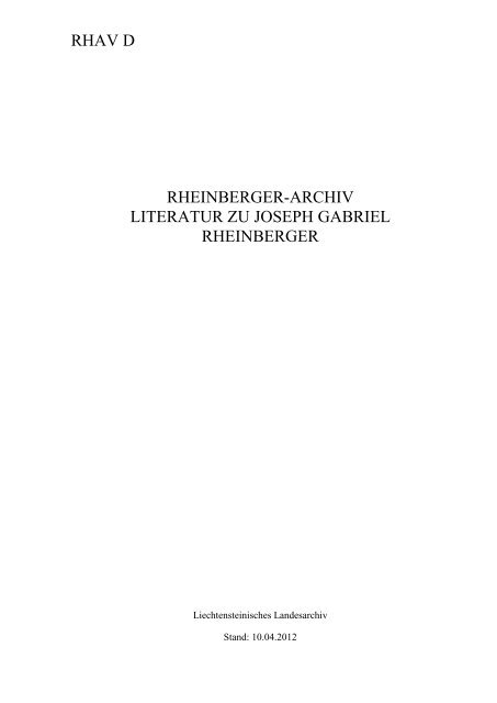 Literaturliste - IRG, Internationale Josef Gabriel Rheinberger ...