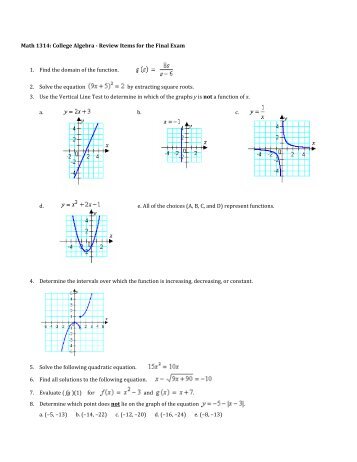 MATH 1314 COLLEGE ALGEBRA Practice Midterm Exam 1 ... MATH 1314 COLLEGE ALGEBRA Practice Midterm Exam 1 ...