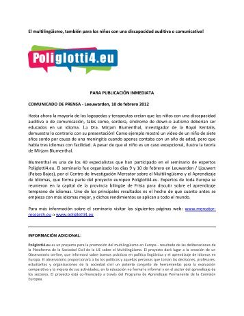Multilingualism, also for children with an auditive or ... - Poliglotti 4