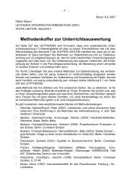 Methoden Unterrichtsauswertung H. Meyer, 2007 - Lernvisionen.ch