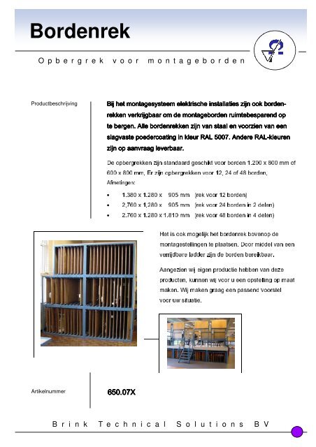 Folder Opbergsysteem montageborden - Brink Techniek