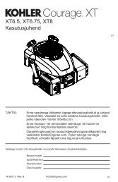 XT6.5, XT6.75, XT8 Kasutusjuhend - Kohler Engines