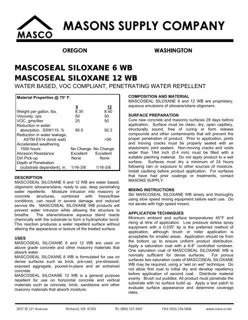 MASCOSEAL SILOXANE 6 WB MASCOSEAL ... - masco.net