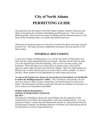 Permitting Guide - City of North Adams Official Website