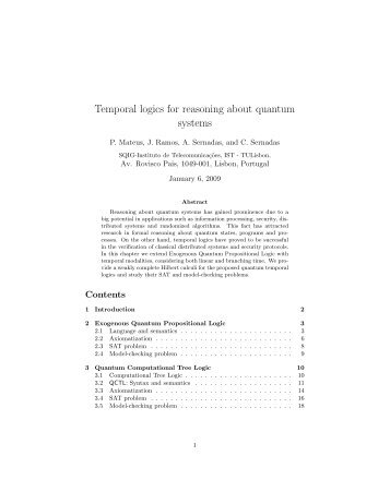 Temporal logics for reasoning about quantum systems - CiteSeerX