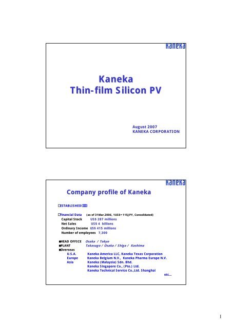 Kaneka Thin Film Silicon Pv Mbipv Project