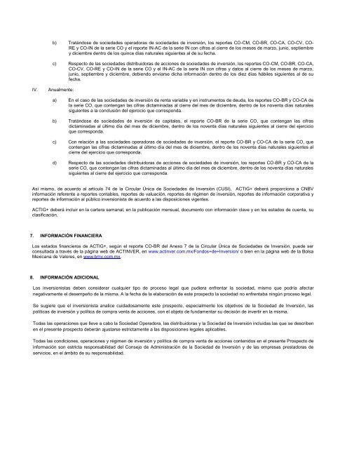 PROSPECTO DE INFORMACIÃN AL PÃBLICO ... - Actinver