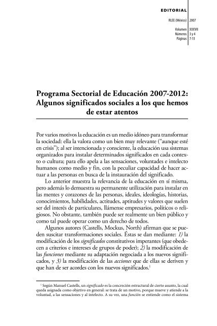 Programa Sectorial de EducaciÃ³n 2007-2012: Algunos significados ...