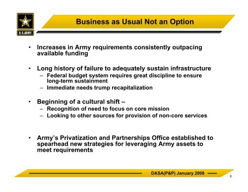 Privatization and Partnerships Program Update Privatization and ...