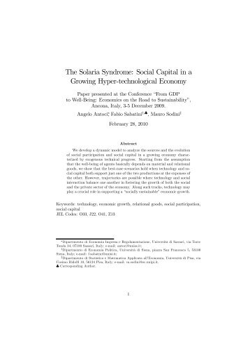 The Solaria Syndrome: Social Capital in a Growing Hyper ... - Aiccon