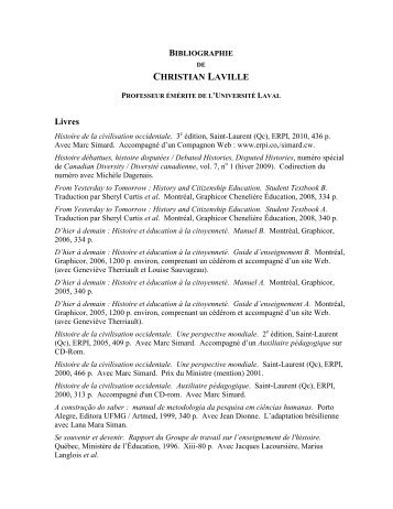 bibliographie de christian laville - SociÃ©tÃ© des professeurs d'histoire ...