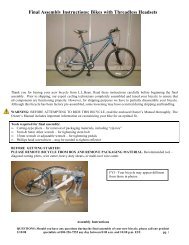 Final Assembly Instructions: Bikes with Threadless ... - L.L. Bean