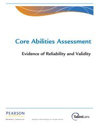Core Abilities Assessment: Evidence of Reliability and ... - TalentLens
