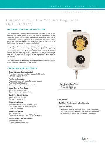 Surgical/Free-Flow Vacuum Regulator (ISO Product) - Ohio Medical ...