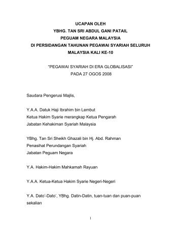 Tan Sri Attorney General's speech during "PERSIDANGAN TAHUNAN