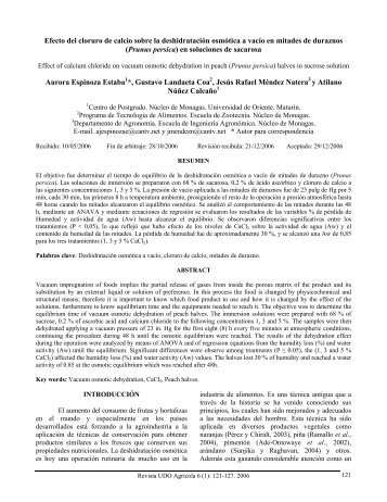 Efecto del cloruro de calcio sobre la deshidrataciÃ³n osmÃ³tica a ...