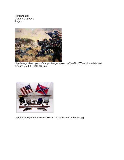 Digital Scrapbook Topic: Civil War Informational Sites http://www ...