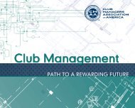 Club Management Path To A Rewarding Future - CMAA