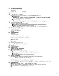 Introduction to Geology Chapter 1 Geology 100 Fall 2008 ...