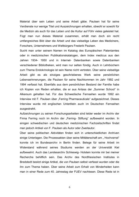 Medizinhistorische Dissertation über Dr. med. Frederik Paulsen