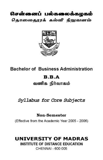 BBA sys fine - University Of Madras, Institute Of Distance Education