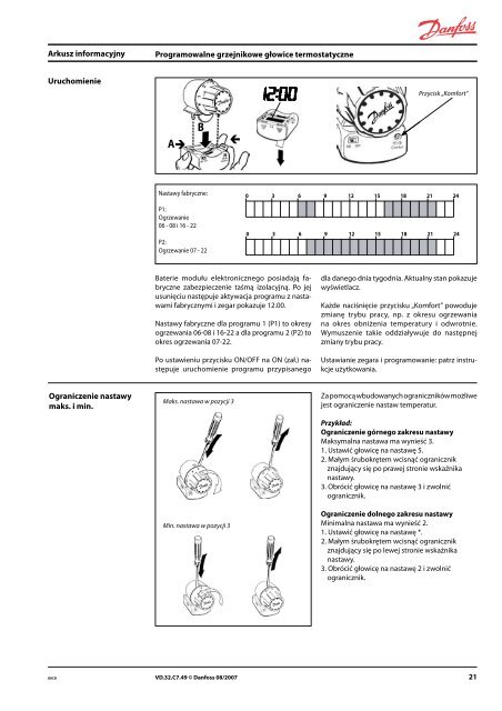 Programowalne grzejnikowe głowice termostatyczne RTD ... - Danfoss