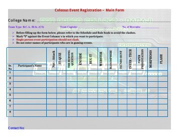 Colossus Event Registration â Main Form - Don Bosco College, Goa
