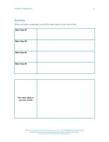 Summary Graphic Organizers