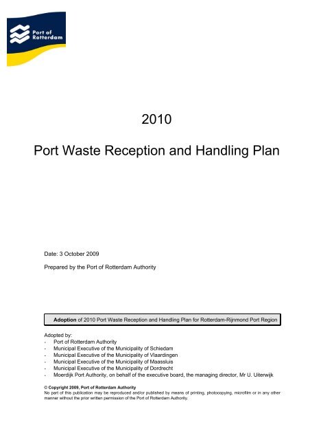 2010 Port Waste Reception and Handling Plan - Port of Rotterdam