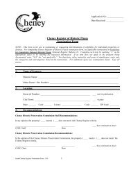 Cheney Register of Historic Places Nomination Form - City of Cheney