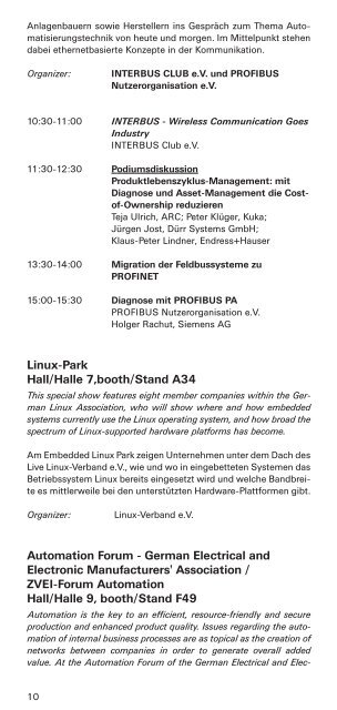 Today's Program/Tagesprogramm - Deutsche Messe AG