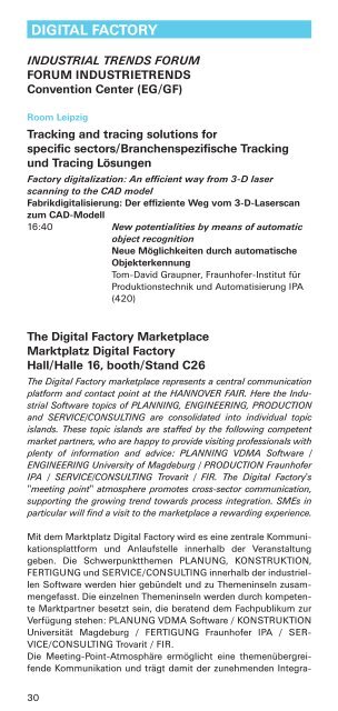 Today's Program/Tagesprogramm - Deutsche Messe AG