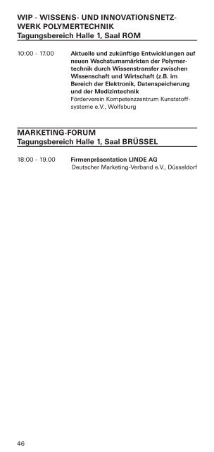 Today's Program/Tagesprogramm - Deutsche Messe AG