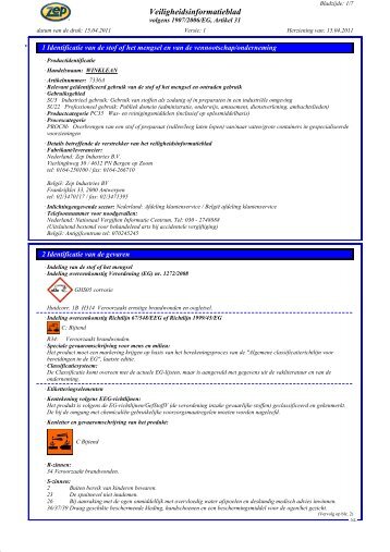 Veiligheids Informatieblad (VIB) - zepindustries.eu