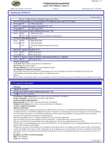 Veiligheids Informatieblad (VIB) - zepindustries.eu